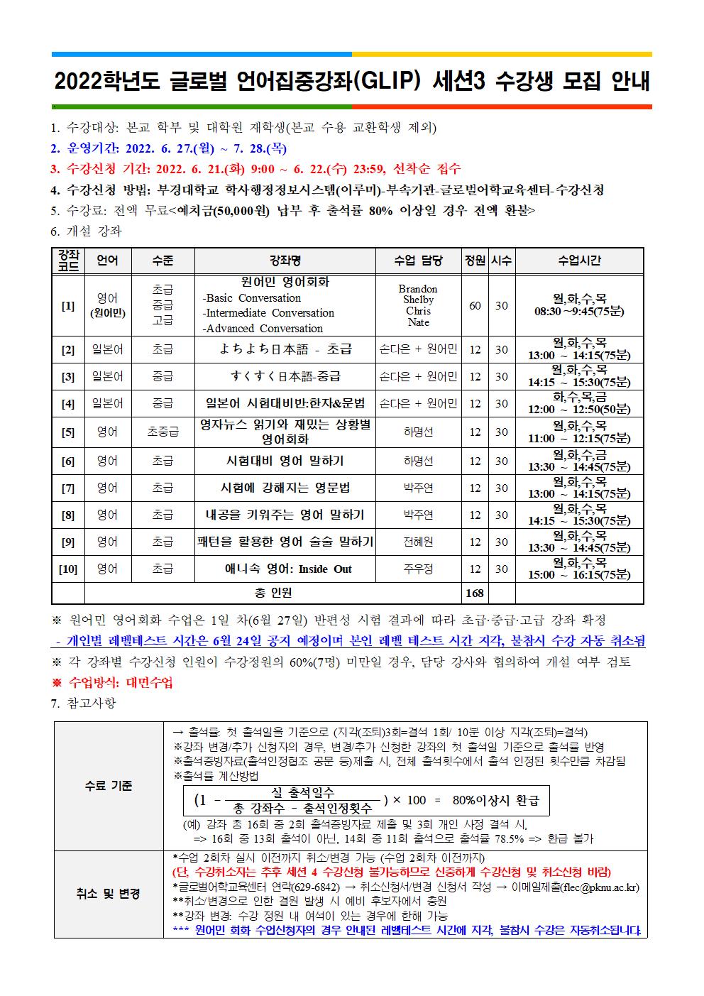 글로벌 집중어학강좌 수강생 모집안내문001