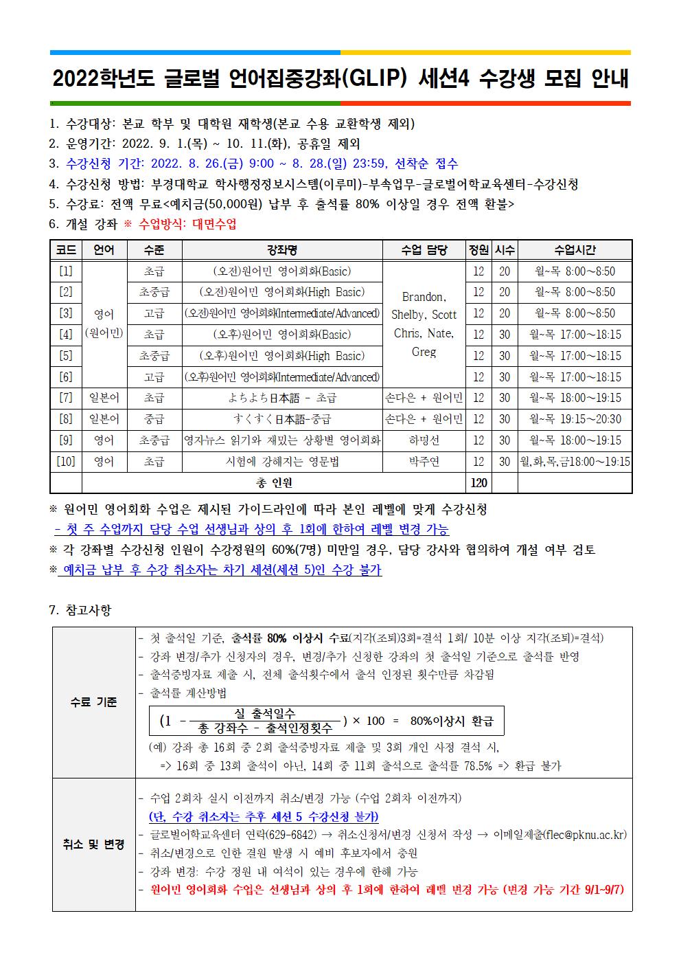 글로벌 집중어학강좌 수강생 모집안내문001